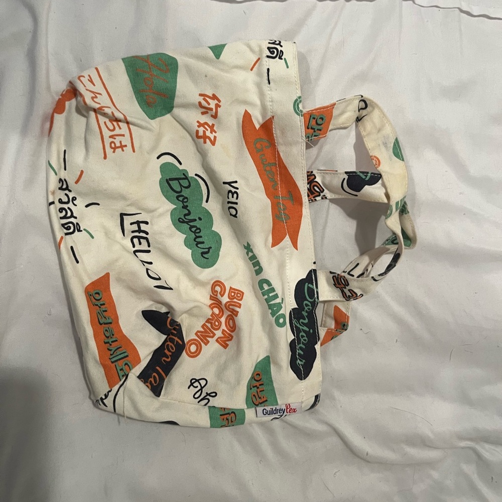 Multicolor Language Printed Tote Bag